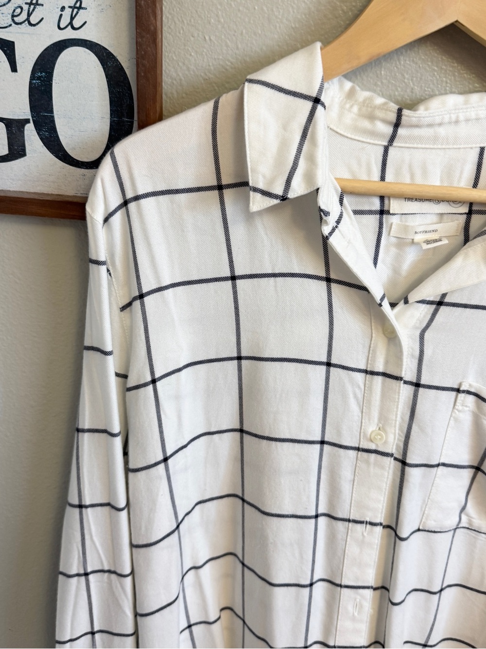 Treasure & Bond White Shirt with Black Windowpane Grid - Picture 7 of 7